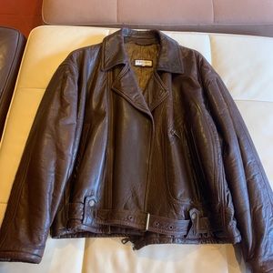 Giorgio Armani brown leather motor cycle jacket